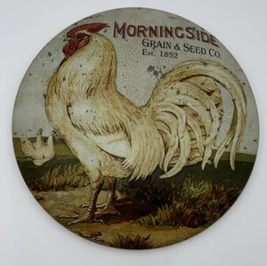 Metal Sign of Antique Farmhouse Chic Chicken Grain Round Dome Decor Reproduction - Imagen 1 de 10