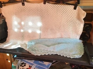 Baby cote blankets One Blue Hand Knitted  White Shop Bought Cote Size - Picture 1 of 4