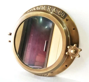 40.64 cm Antique Brown Heavy Canal Boat Porthole Window Ship Round Mirror - Picture 1 of 6