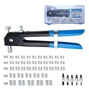 Pistola remachadora de tuerca roscada 86 piezas M3/M4/M5/M6/M8 remachadora remachadora setter kit de remachadora 86 piezas - Imagen 1 de 12