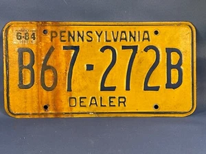1984 Yellow Pennsylvania PA Dealer License Plate w/ Original Sticker 4751 - Picture 1 of 6