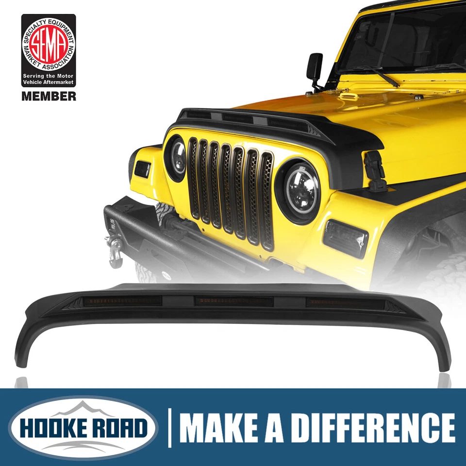 Protector de escudo de luz deflector de insectos Hooke Road negro para 97-06 Jeep Wrangler TJ Foto 1 de 4