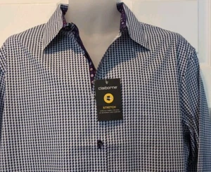 Camisa para hombre Claiborne LT manga larga azul y blanca elástica puño abatible alta nueva con etiquetas - Imagen 1 de 14