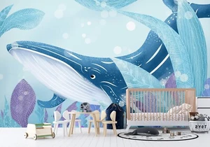 3D Whale Painting G3826 Wallpaper Wall Murals Removable Self-adhesive Erin - Picture 1 of 11