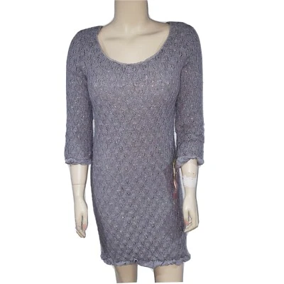 Vestido Suéter Manoush Tejido Algodón Angora Gris Metálico "Dulce r" Talla Mediana M  Foto 1 de 4