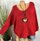 Grobstrick Boucle Pullover Italy Wolle ROT 38 40 42