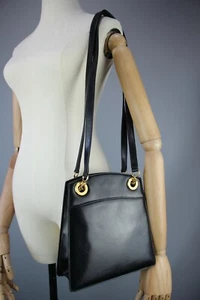 GUCCI GG ULTRA RARE Vintage 80s Black Leather Shoulder Bag Small - Bild 1 von 12