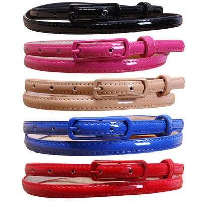 Women Ladies Skinny Long Buckle Faux Leather Waist Belt Waistband NY061 - Image 1 of 3