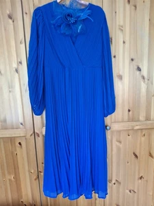 Blue Pleated Maternity Dress 14 Boohoo Midi Maxi Fit and Flare Wedding Races - Picture 1 of 15