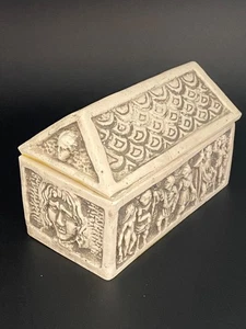 Decorative Roman Era Casket/Box with Romanesque Style Design, 5.25"W, 3.75" Tall - Picture 1 of 7