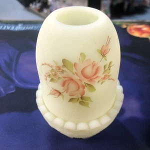 Lámpara de hadas Fenton Custard de 2 piezas pintada a mano brilla firmada Kay C - Imagen 1 de 12