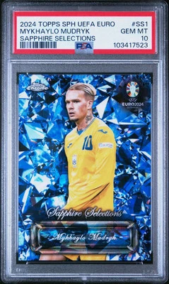 2024 TOPPS CHROME EURO SAPPHIRE SELECTIONS MYKHAILO MUDRYK SS-1 PSA 10 POP 1 - Image 1 of 2