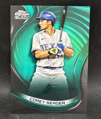 2022 Topps Chrome Black Corey Seager Green Refractor Parallel SP /99 Rangers - Image 1 of 3