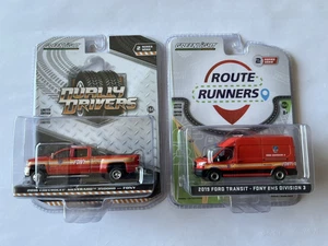 GREENLIGHT 1/64 FDNY 2018 SILVERADO & 2019 ford transit fdny ems new york city - Picture 1 of 3