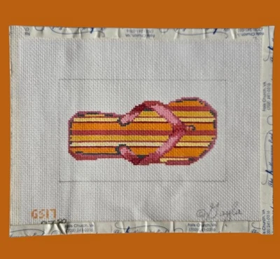 Flipflop Needlepoint Canvas Gayla GS17 Beach Seaside Shoe - Image 1 of 4