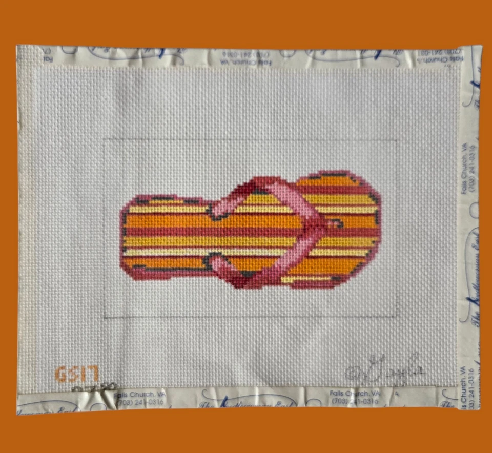 Flipflop Needlepoint Canvas Gayla GS17 Beach Seaside Shoe - Image 1 of 4