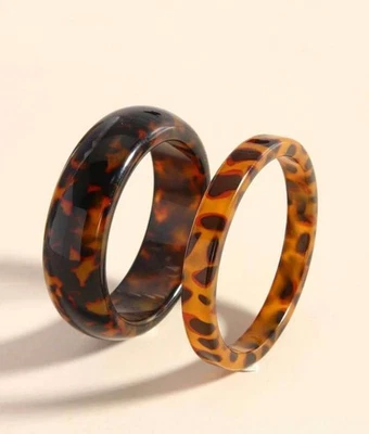 2 pulseiras de tartaruga cor âmbar chita leopardo - Imagem 1 de 4