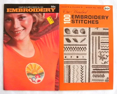 Coats & Clark's Embroidery & 100 Embroidery Stitches Instruction Books w/Pattern - Image 1 of 4