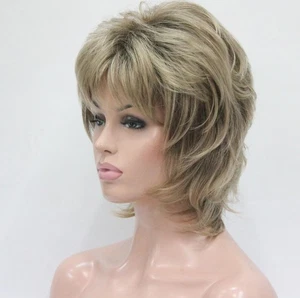 Parrucche corte bionde taglio pixie per donna bianca capelli corti sintetici strato US - Foto 1 di 6