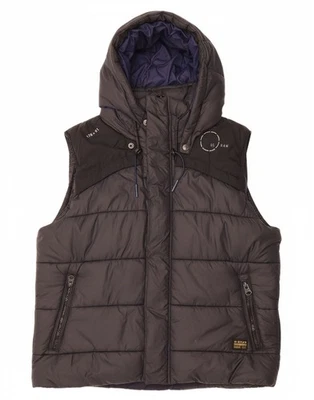 G-STAR Mens Hooded Padded Gilet UK 42 XL Navy Blue Colourblock Nylon CS05 - Image 1 of 4