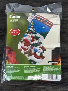 Bucilla Plaid Pick A Tree 16" Felt Stocking Santa & Snowman Kit New Sealed 86440 - Picture 1 of 8