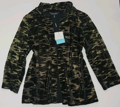 Ming Wang Heritage Fit Velvet Women's Blazer Black Gold Burnout Metallic Size S - Image 1 of 4