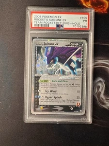 2004 Pokemon EX Team Rocket Returns Rocket’s Suicune EX # 105/109 Holo 💎PSA 1 - Picture 1 of 2