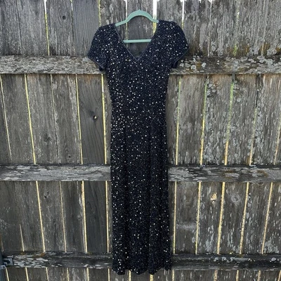 Vtg Scala Black 100% Silk Beaded Sequin Prom Formal Evening Party Dress Gown XS - Image 1 of 4