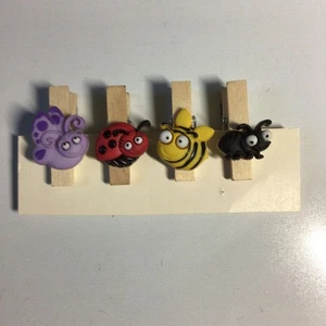 Handgefertigte Wäscheklammer Kühlschrankmagnete, Memo Halter, süße Käfer, 4er Set - Bild 1 von 2