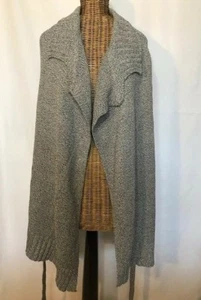 CHARMING CHARLIE - GRAY BLACK SLEEVELESS BELT SWEATER CARDIGAN - XL - Picture 1 of 3