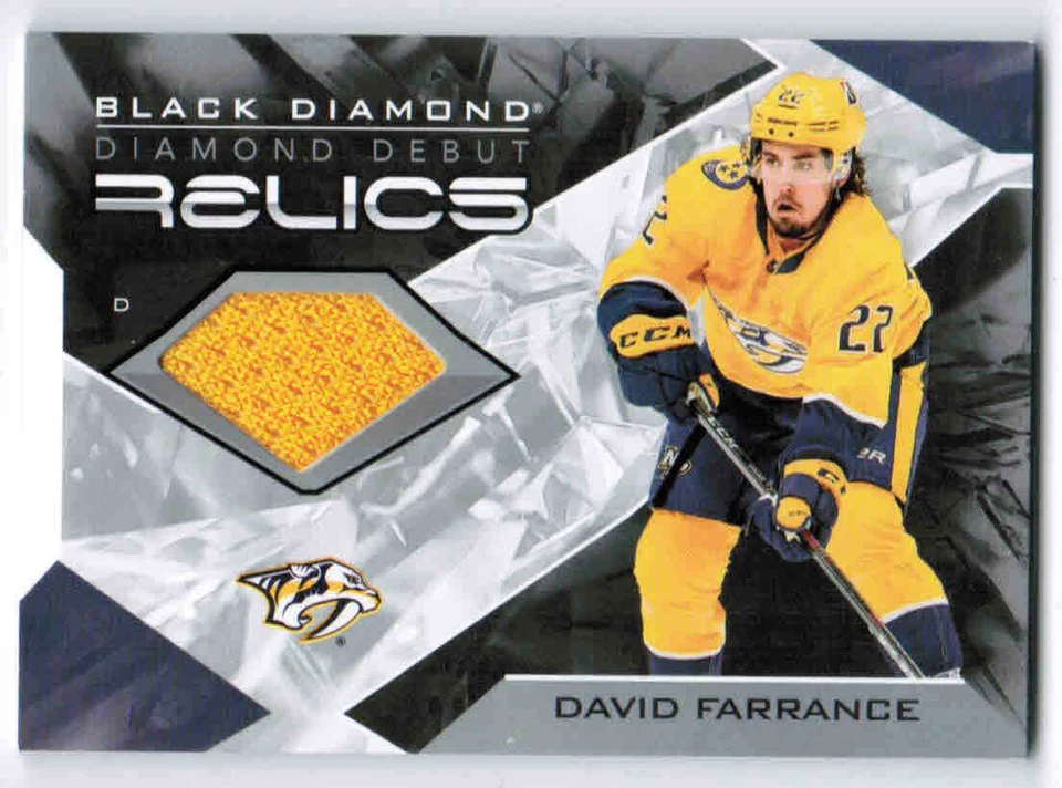 21/22 2021 BLACK DIAMOND DAVID FARRANCE DD-DF DIAMOND DEBUT RELICS JERSEY PREDS - Image 1 of 1