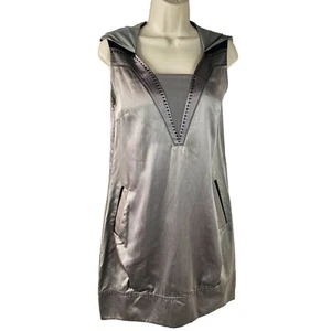 Hanii Y Shimmery Silk Sleeveless Hood Short Dress Korean 40 / US 4 Seafoam Green - Picture 1 of 15