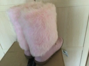 Damen Mode Stiefel 👢 Schuhe Rosa Wildleder  Schacht mit rosa Pelz  Größe 38 neu - Bild 1 von 5