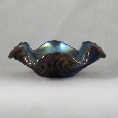 IMPERIAL ZIPPERED HEART PURPLE CARNIVAL GLASS SMALL BERRY BOWL NO. 292 - Image 1 of 4