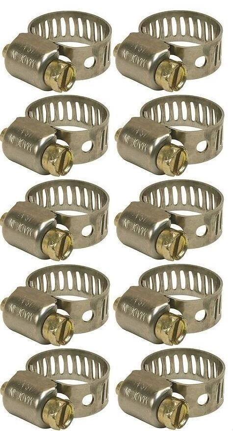 Box of 10 Breeze 3506 Miniature Worm Drive Hose Clamps SAE Size 6   5/16" - 7/8" - Image 1 of 1