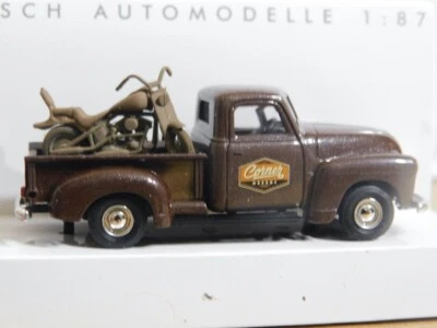 Busch 1/87 48242  1950 Chevy  Pick Up w/ Weathered Motorcycle Corner Garage NIB - Image 1 of 4