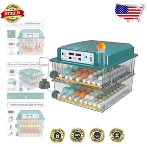Incubadora de capacidad de 120 huevos con giro automático y monitoreo de humedad - Imagen 1 de 11