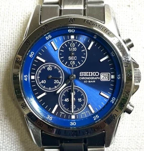 SEIKO Selection SBTQ071 Chronograph Quartz Men's Watch Silver Blue FromJP F/S - Picture 1 of 7