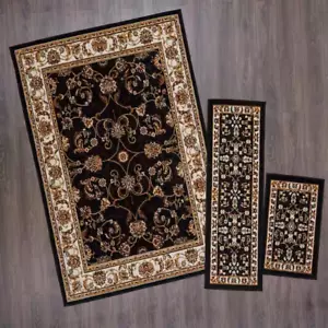 Home Dynamix Indoor Area Rug Set Non Skid Jute Backing Floor Room Runner 3 Piece - Picture 1 of 5