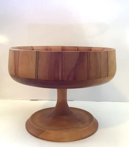 Vintage VERMONT BOWL COMPANY Deko Rund Holz Sockel Schale Signiert - Bild 1 von 13
