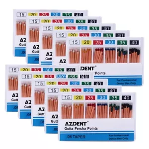 10X AZDENT Dental Endodontics Gutta Percha Points GP 0.06 15-40# - Picture 1 of 10