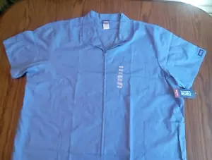 NEW w /Tags Cherokee Brand Scrubs Workwear Men's Top Shirt 4XL Blue - Picture 1 of 7
