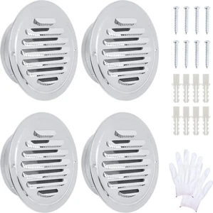 4 Piece 4'' Round Stainless Steel Louver Grille Air Vent Cover With Screen Mesh - Picture 1 of 6