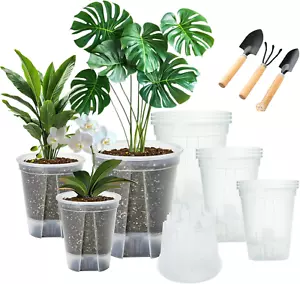 Set of 3 Clear Self-Watering Plant Pots – 7 Inch – Indoor Pots for House Plants - Picture 1 of 12