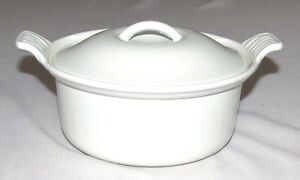 Le Creuset France 7 inch Round White Cast Iron Enamel 18 Casserole with Lid