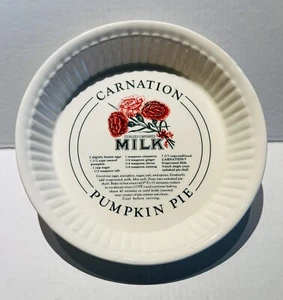 Vtg California Pottery Deep Dish Ceramic Pie Plate Carnation Milk Pumpkin 9 3/4" - Picture 1 of 6