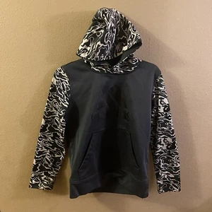 Adidas Hoodie - Solid Grey With Black & White Tiger Pattern - Kids Small Size 8 - Picture 1 of 8