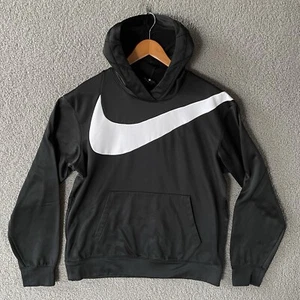 Mens Nike CK6458 Therma Basketball Pullover Hoodie Black Big Swoosh Logo M GUC - Picture 1 of 13