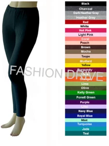 Cotton Spandex Ankle Length Leggings Pants Women Size S - 5XL 30 Colors USA - Picture 1 of 31