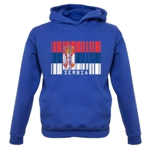 Serbia Barcode Style Flag - Kids Hoodie Belgrade Balkans Country Travel Flags - Picture 1 of 6
